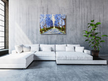 Load image into Gallery viewer, Happy Little Trees- Abstract Blue Tree Painting- Wall Art - Alinato Art