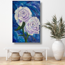 Load image into Gallery viewer, Mulva- White Rose Oil Painting- Large Wall Art - Alinato Art