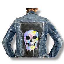 Load image into Gallery viewer, Skull Crusher Denim Jacket- Abstract Denim Painted Jacket Size XS - Alinato Art