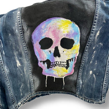 Load image into Gallery viewer, Skull Crusher Denim Jacket- Abstract Denim Painted Jacket Size XS - Alinato Art