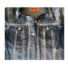 Load image into Gallery viewer, Skull Crusher Denim Jacket- Abstract Denim Painted Jacket Size XS - Alinato Art