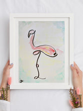 Load image into Gallery viewer, Picasso&#39;s Flamingo- Small Watercolor Abstract Art - Alinato Art
