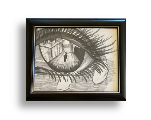 Reflections- Original Art Eye Drawing- Framed Art - Alinato Art