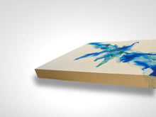 Load image into Gallery viewer, Ink Blots- White and Blue Abstract Wall Art- Wood Panel - Alinato Art
