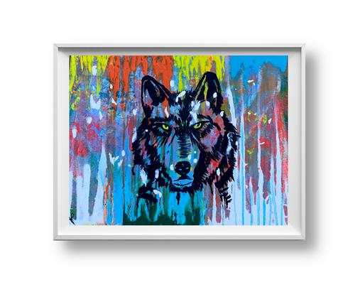 Double Dip- Abstract Wolf Painting- Original Wall Art - Alinato Art