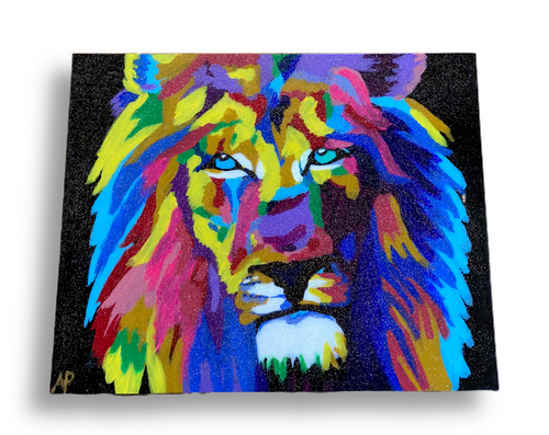 Jungle King- Colorful Lion Painting- Abstract Wall Art - Alinato Art
