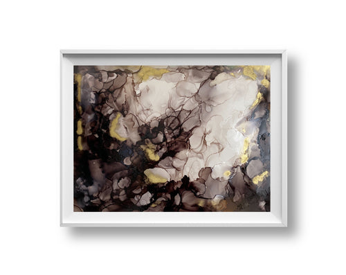 Jerk Store- Black and White Abstract Alcohol Ink Art- Small Wall Art - Alinato Art