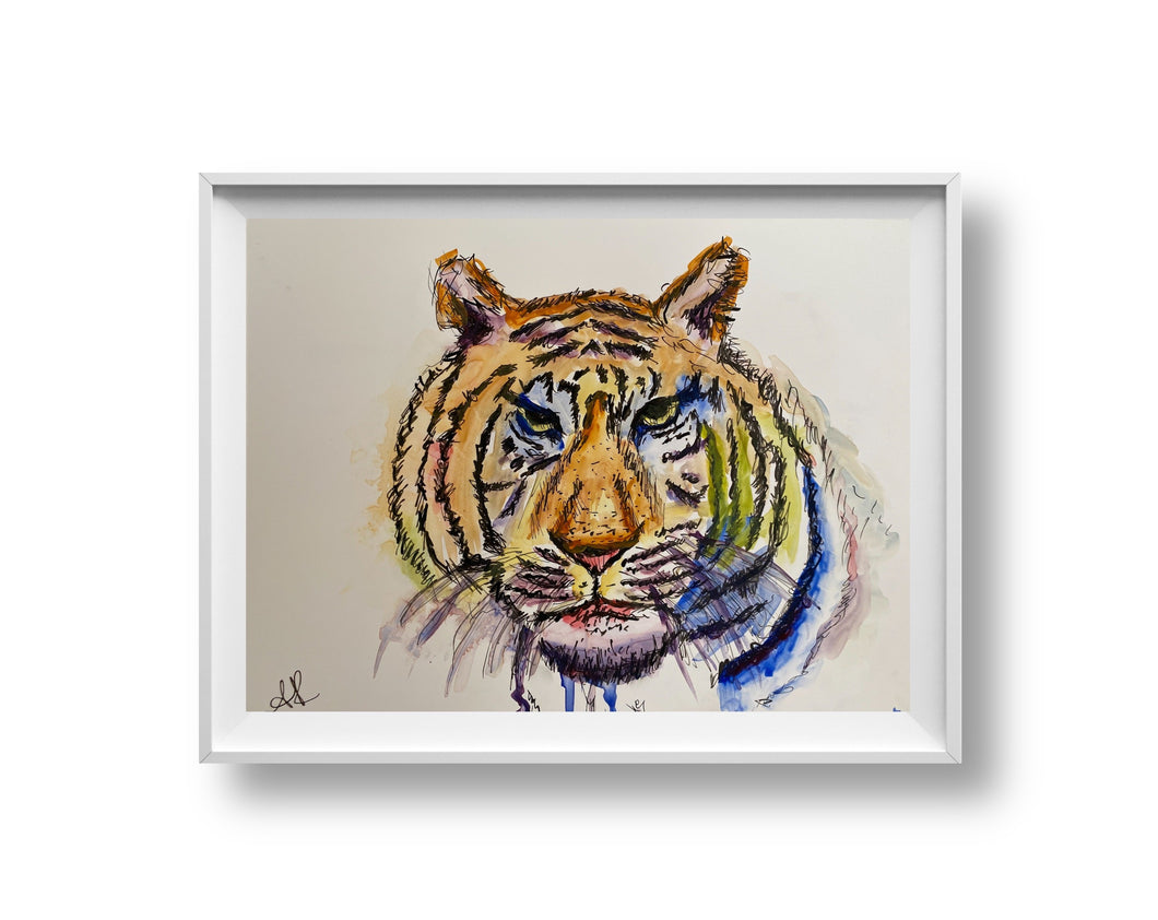 Tiger King- Tiger Drawing Framed- Art for Sale - Alinato Art