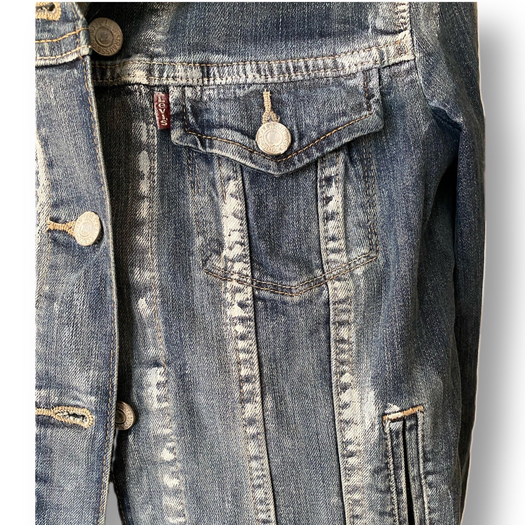 Skull Crusher Denim Jacket- Abstract Denim Painted Jacket Size XS 