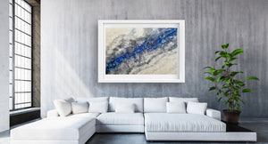 Sapphire River- Large Abstract Art- Framed Wall Art - Alinato Art